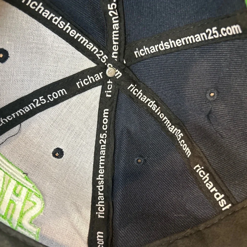 Richard Sherman 25 Shutdown Snapback Hat Black Neon Green Adjustable‎